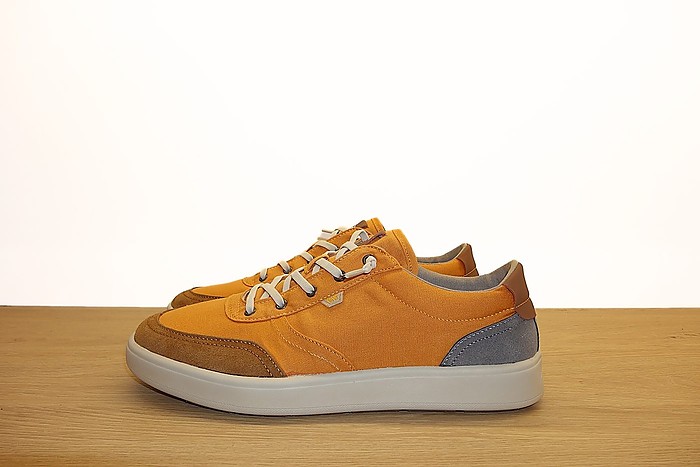Sneaker tela arancione punta camoscio marrone Lumberjack uomo