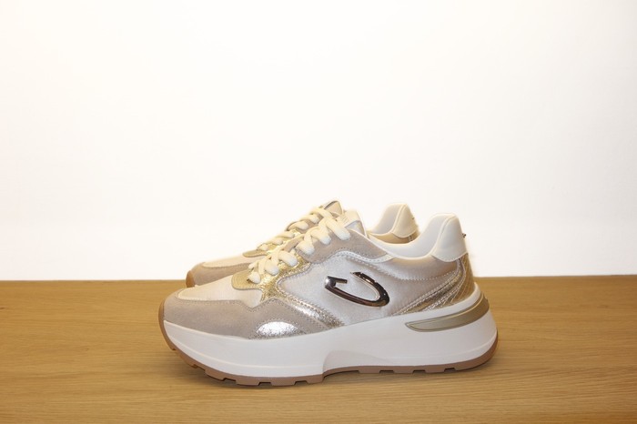 Sneaker runner con dettagli laminati oro Alberto Guardiani donna